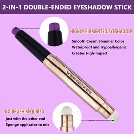 Daeuwiutr Purple Eyeshadow Stick for Eye Makeup, Cream Smooth Shimmer Glitter Eyeshadow Pencil, Hypoallergenic Waterproof Long Lasting Eye Shadow Highlighter Stick (Purple shimmer 08#)