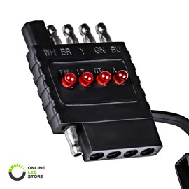 ONLINE LED STORE 5-Way Flat Trailer Wiring Tester [Nickel-Plated Copper Terminals] [Male & Female] [Continuity Test] 5-Pin Trailer Light Wire Circuit Tester