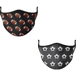 Top Trenz Park of 2 Reusable Mask for Everyday Use - Football and Soccer - One Size Fits Most Ages 10+