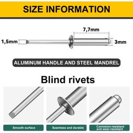 Wavanta 100 Pieces Aluminum Blind Rivets 3.2 x 6mm, Dome Head Aluminum Pop Rivets with Open End for Metal, Storage Box, Furniture, Marine Use