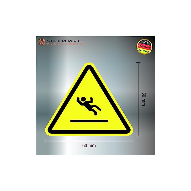 Pack of 8 Warning Stickers 6 x 5 cm Anti-slip