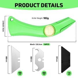 16 Sets of Heavy-Duty Roofing Shark Knives - Each Set Includes 6 Fixed Blades & 1 Blade Box - Ideal for Cutting Drywall, Duct, Carpet, and Cardboard (16)