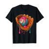 Baseball Ice Cream Dripping Glove Drip Baseball Catcher Kids T-Shirt