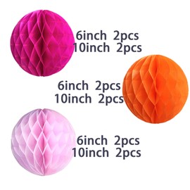 Xiksxitn Paper Honeycomb Balls Decorations - 12 Pack Hanging Tissue Pom Poms for Weddings, Birthdays, Home Party Decor (Rose red Light Pink Orange)
