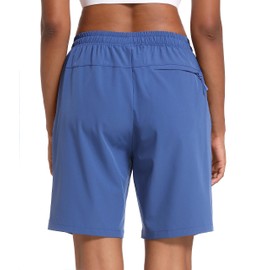 MAGCOMSEN Womens Quick Dry Lightweight Hiking Shorts with Pockets Athletic Golf Running Outdoor Active Blue Grey, S