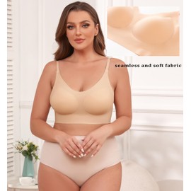 PRETTYWELL Comfort Seamless Bras for Women No Underwire Smooth Bralettes Padded Wireless Sleep Bra