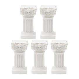 Saihisday 5 piezas de mini columnas romanas griegas, decoraciones de Navidad, estatuas griegas decorativas, ornamento artístico de resina para mesa de boda, 1.18" L x 1.18" A x 2.56" H (Blanco)