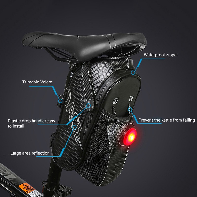 Bike Saddle Bag Water Bottle Holder with Tail Light Under