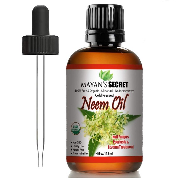 Mayan's Secret USDA Certified Organic Neem Oil Pure Cold Press, Unrefined for Skin care, Hair Care