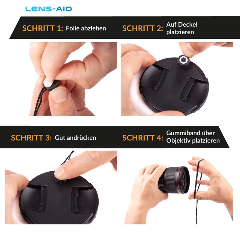 LENS-AID Lens Cap Holder with Cord for Lens Caps: Universal