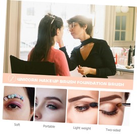 Baluue 3pcs Shape Powder Brush for Women Cute Blush and Foundation Makeup Brush Rose Gold Handle for Daily and Girls