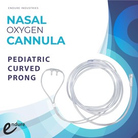 Endure Soft Nasal Oxygen Cannula with Oxygen Supply Tubing, Latex-Free, 7 Ft, Pack of 5 (Pediatric, Curved Prong)