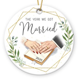 Wedding Gifts for Couples 2025 - The Year We Got Married Ceramic Ornaments, Future Mr and Mrs Gift Ideas 2025, 1st Bridal Shower Ornaments for Bride, Bride to Be, Just Married Presents for Women