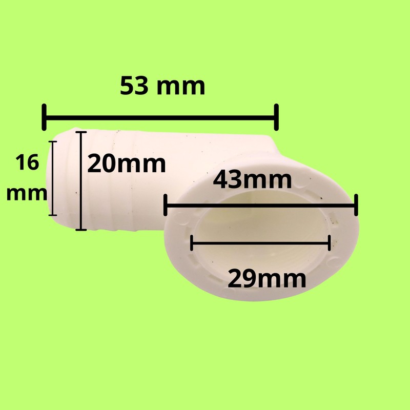 20mm White Plastic Corner Sink Waste for Camper or Caravan