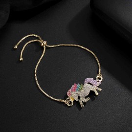 Clataly Rainbow Unicorn Necklace Earrings Crystal Bracelets Jewellery for Women and Girls, Alloy Steel, Crystal