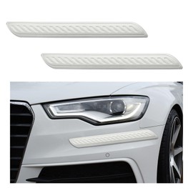 Suvnie 2 PCS Car Bumper Anti-Scratch Strips, Front and Rear Corner Bumper Guard Protector, Auto Rubber Bumper Anti Collision Decorative Trim, Universal for Most Cars, SUVs, Trucks (Long, White)