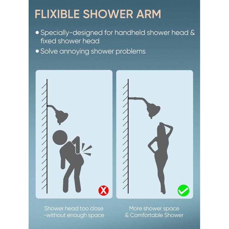Cobbe Shower Head Extension Arm - 3-Inch Extender, Stainless Steel