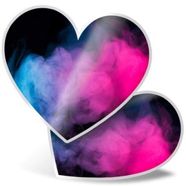 2 x Heart Stickers 15 cm - Colourful Smoke Ombre Blue Pink Fun Decals for Laptops,Tablets,Luggage,Scrap Booking,Fridges, #21380