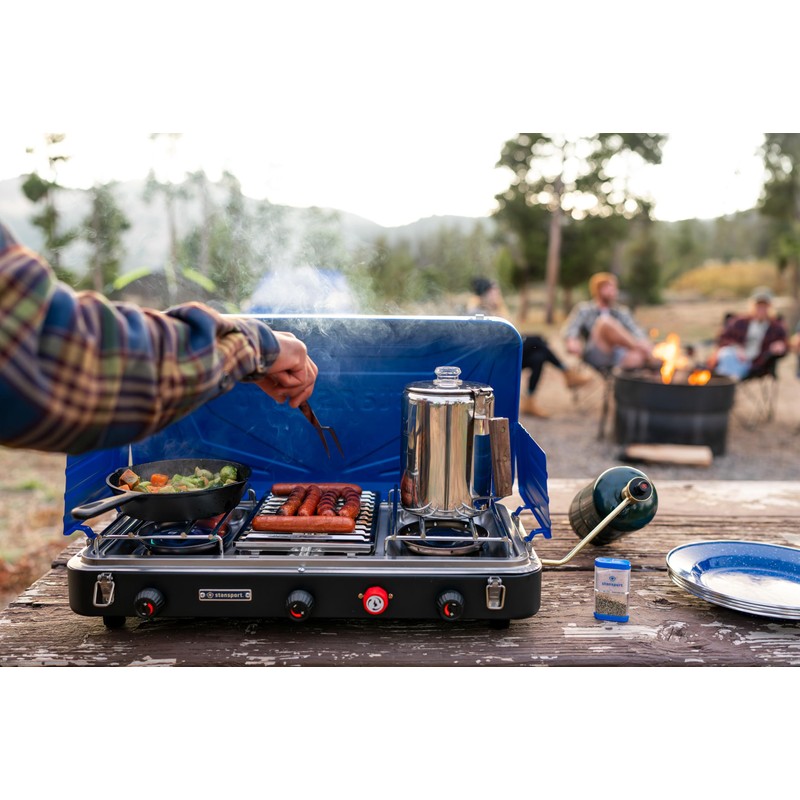 Stansport 2-Burner Propane Stove with Grill (212-600-50)