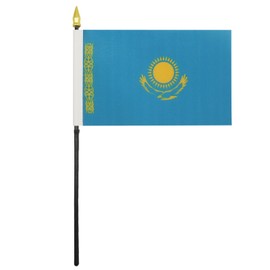 AZ FLAG Kazakhstan Table Flag 4'' x 6'' - Kazakh Desk Flag 15 x 10 cm - Golden Spear top