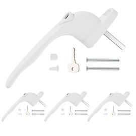 DIDA® UPVC Window Handle White, 4pcs Window Handles for UPVC Windows, White Double Glazed Window Handle Universal Lockable Window Handle Espag Handle Fits Left and Right Hand, 40mm Spindle Length