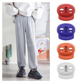 The Lord of the Tools 100 Pcs Plastic Spring Cord Locks Double Hole Cord Lock Oval Toggle Lock for Drawstrings Shoelaces, Muticolor