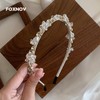 FOXNOV カチューシャ 手作り ヘアバンド ホワイトクリスタル＆ラインストーン 上品な輝き 痛くない高弾性 可愛い 花びら 髪飾り