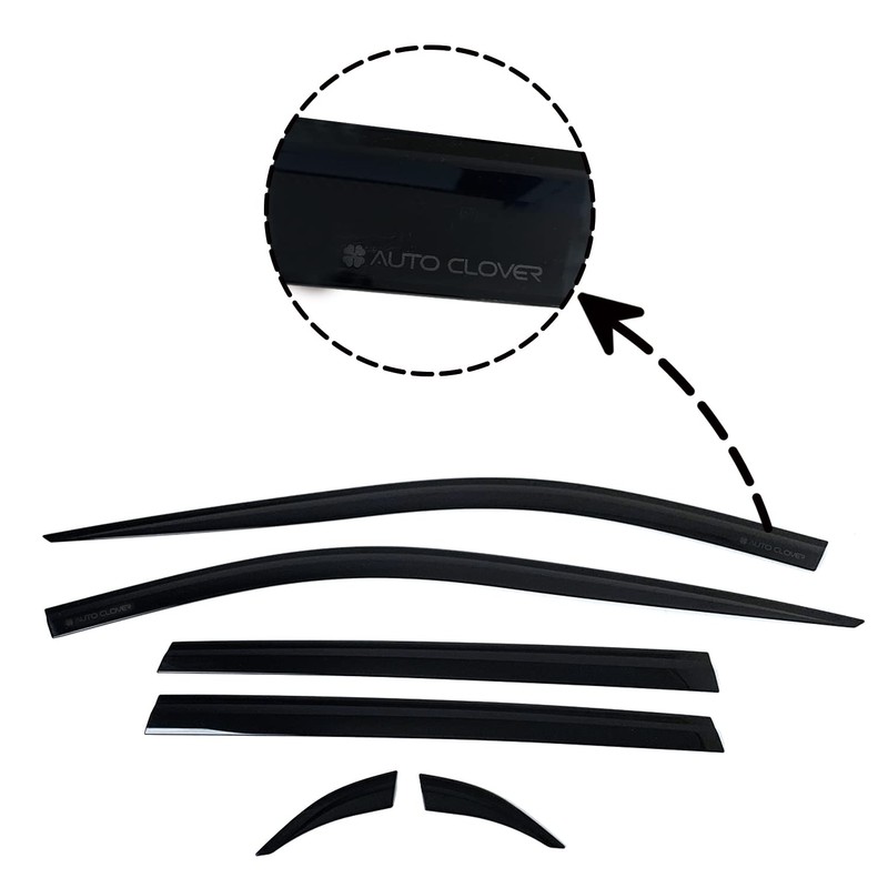 AUTOCLOVER Tape-On Rain Guards Window Visors 6 Pcs Set for