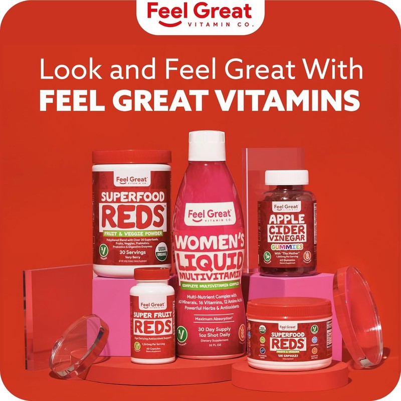 ​Feel Great Organic Super Reds Powder Superfood Capsules Polyphenols Supplement