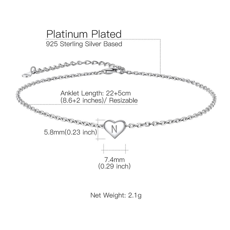 Suplight 925 Sterling Silver Ankle Bracelets for Women Dainty N