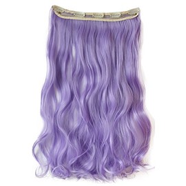 CAISHA 5 Clips 60 cm One Piece Clip In Extension Colourful Hair Extensions Heat-Resistant Hairpiece Wavy or Straight Lavender C107