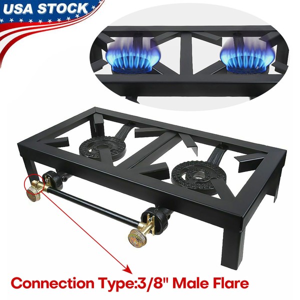 Unbranded Portable Camping Double Burner Cast Iron Propane Gas LPG