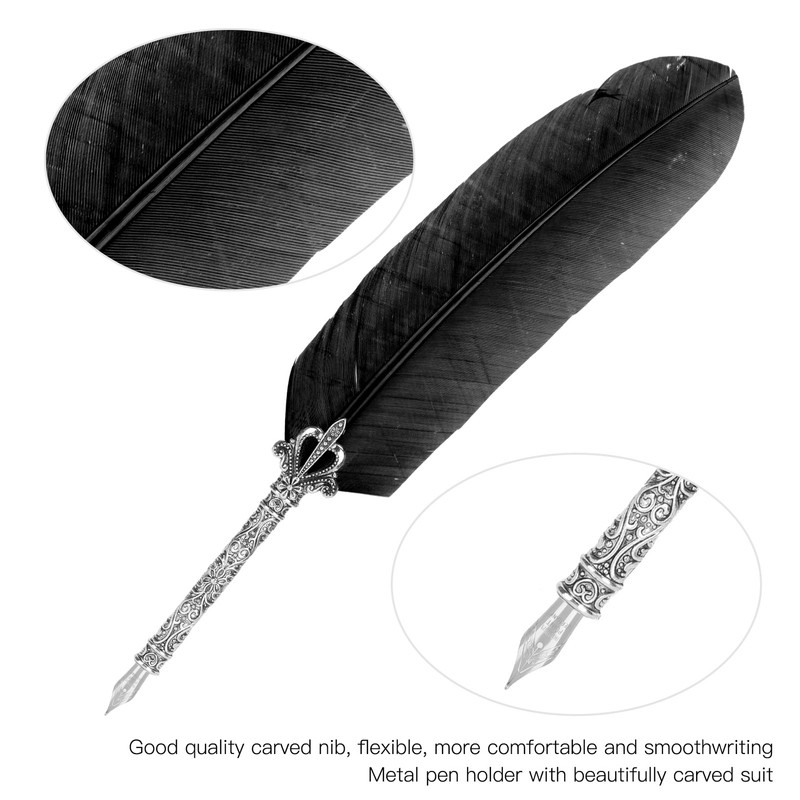 Quill Pen Set Feather Writing Dip Pen Stamp Students Teacher