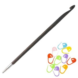 KnitPro Dreamz Afghan Tunisian Interchangeable Crochet Hook 6 inch, 4.50mm (15cm, US Size 7) with 10 Colorful Stitch Markers