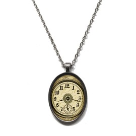 Victorian Vault Time Clock Steampunk Pendant Necklace on Chain (Design 006)