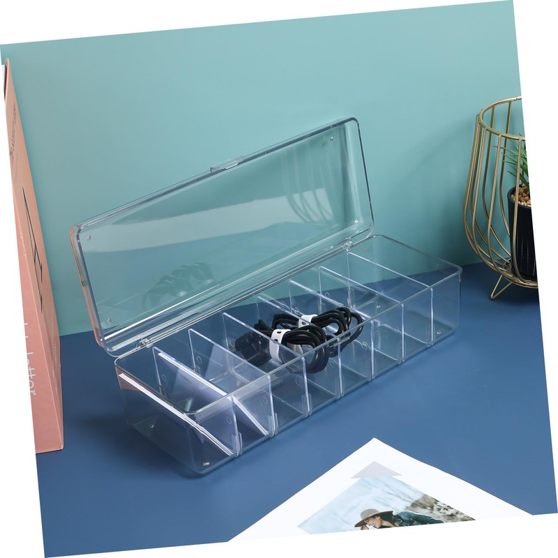 Operitacx 2 Pcs Cable Organizer Box with Lid Transparent Storage
