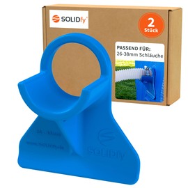 SOLIDfy® - 2 x 26 mm - 38 mm pool hose holder kink protection made of plastic in blue for Intex and Bestway