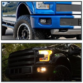 Spec-D Tuning Clear Bumper Driving Fog Lights + Bulbs Compatible with 2015-2017 Ford F150 F-150 Pickup L+R Pair Assembly