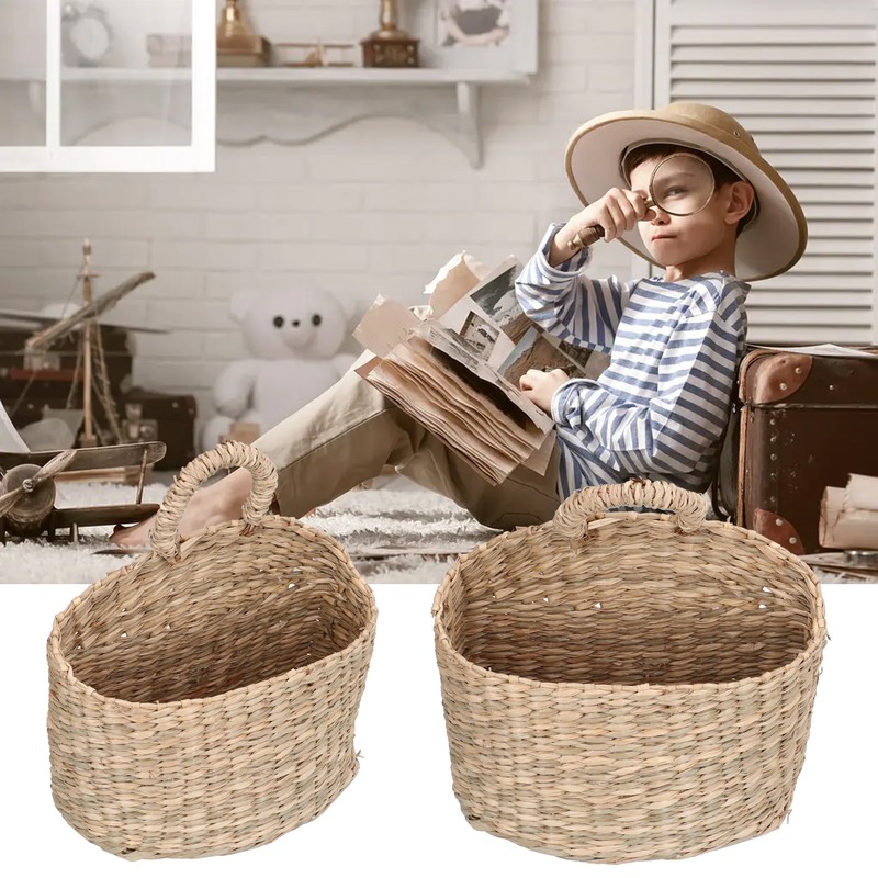 Hanging Basket Seagrass Woven Wall Hanging Storage Basket Organizer for