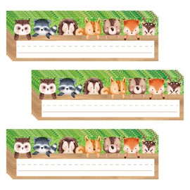 FYSUIMU 50 Pcs Woodland Animal Name Tag Stickers Cartoon Safari Friends Nameplates Self-Adhesive Label Decals for Back to School Classroom Home Students Desk