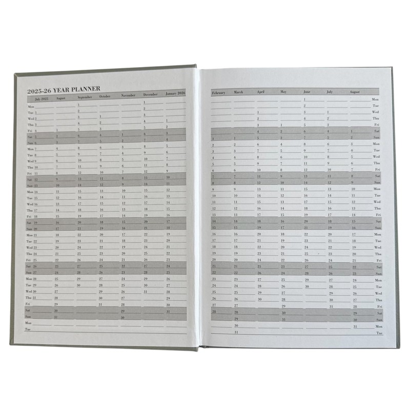 2025-2026 A5 Academic Diary Premium Week To View Diary Hardback