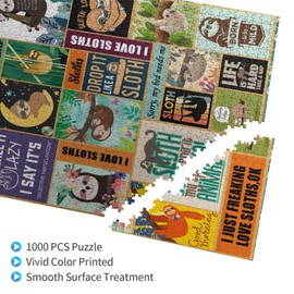 NELife 1000 Pieces Sloth Themed Jigsaw Puzzle,Fun Educational Toy for Kids Ages 12,Teens & Families.Educational Games Home Decoration Puzzle,Size 29.5” X 19.7” (Have Box)