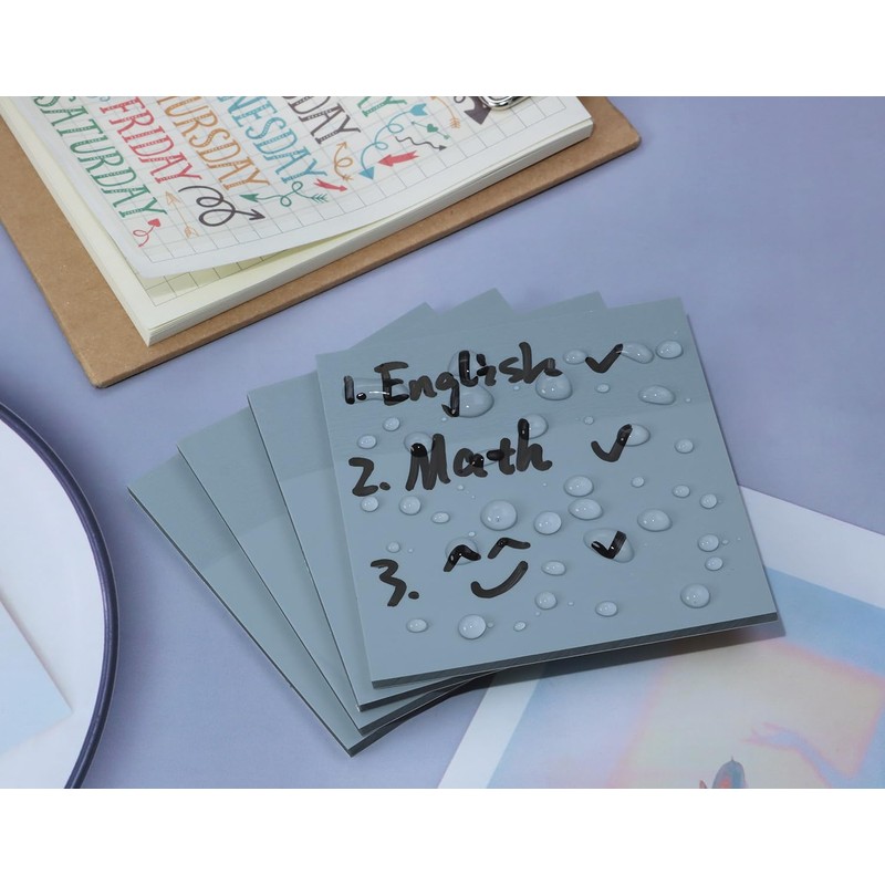 ONLYKXY 4 Pack Transparent Sticky Notes 7.6x7.6CM Self-Stick Book Tabs