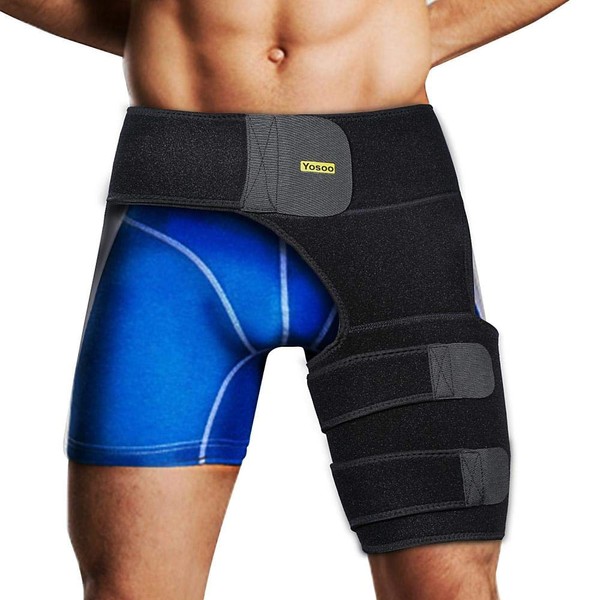 Groin Support Compression Brace , Compression Groin Wrap for Sciatica Pain Relief, Hamstring Quadriceps Hip Arthritis Pulled Muscles Hip Joint Pain