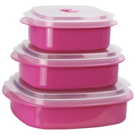 Calypso Basics by Reston Lloyd 6-Piece Microwave Cookware, Steamer and Storage Set, Magenta