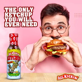 ASS KICKIN' Bacon Ketchup – 13 oz. Ketchup Bottle – Premium Gourmet Ketchup with Bacon – Perfect Condiment Glass Bottle for French Fries and Corn Dogs