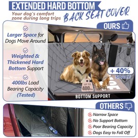 Back Seat Extender for Dogs Truck-Large Space, Dog Pet Car Seat Cover for Back Seat Hard Bottom Holds 400lbs, Waterproof Dog Hammock for Crew Cab Trucks F150, RAM1500, Sierra, Tundra, Silverado