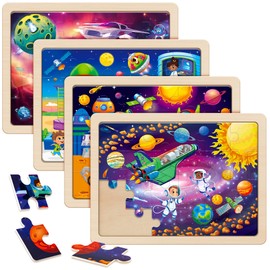 SYNARRY Large Space Planets Solar System Wooden Puzzles for Kids Gift Box(12.2*9.4 in) - FSC Certified, Puzzles for Toddlers 3-5, Puzzles for Kids Ages 4-6, Wood Toys Gifts for 3 4 5 Year Old Boy Girl
