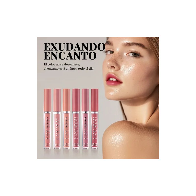 Set De 6 Labiales Handaiyan Lápiz Labial Color Rojo Mate