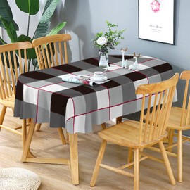 Bnejvif Oval Tablecloth Black And White Checkered Tablecloth, Modern Plaid Indoor/Outdoor Waterproof Wrinkle Free Durable Gingham For Tables 54 X 72 In